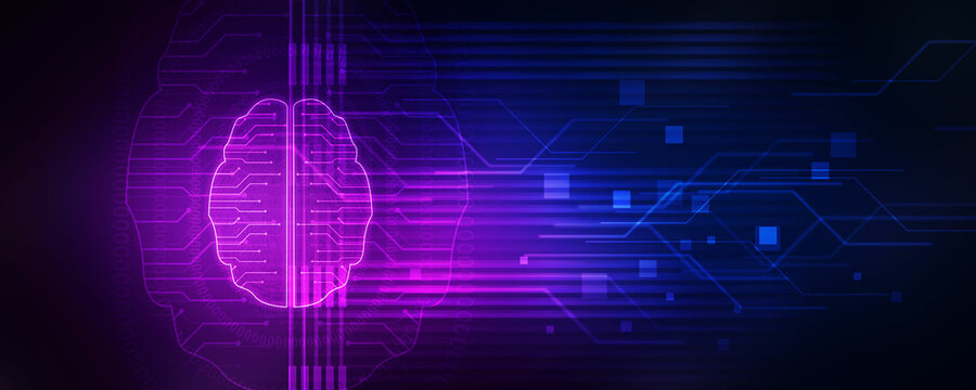 2d illustration Concept of thinking, background with brain, Abstract Artificial intelligence. Technology web background
