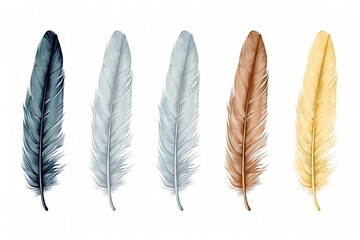 isolated white feather set