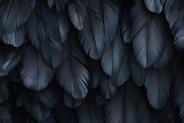 Top view close up of a black feathered background