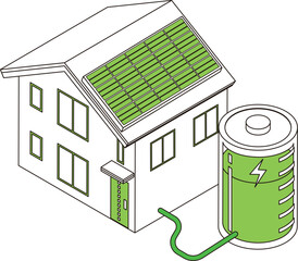 エネルギーを蓄電する乾電池とエコハウス
