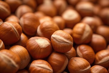 Obraz premium Macro close up of hazelnut kernels on a food background