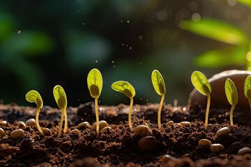 Order of beans sprouting in soil