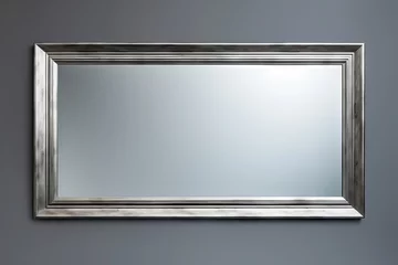 Deurstickers Silver framed contemporary mirror isolated on gray background © VolumeThings