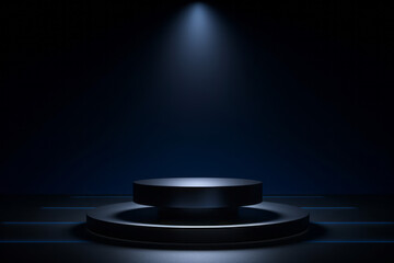 dramatic illumination of a centered platform, drawing attention for exclusive product displays or events