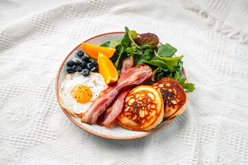 Breakfast Pancakes Fried Eggs Bacon