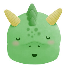 Watercolor picture of a cute little green dragon, hand painted watercolor painting