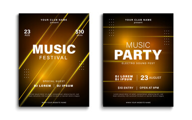 Music poster. Party invitation, music festival, event flyer template. Vector illustration