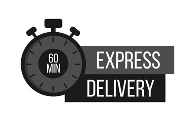 Express Delivery. Stopwatch. Online express delivery service, online order tracking. Vector illustration