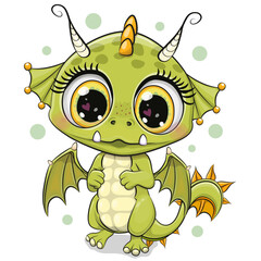 Cartoon Baby Dragon isolated on a white background