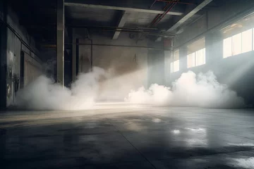 Zelfklevend Fotobehang Concrete smoke floor background. Cement art floor dark cloud. Generate AI © nsit0108