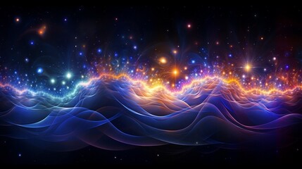 A fractal tapestry of quantum particles, each emitting a soft, pulsating light in harmonious resonance