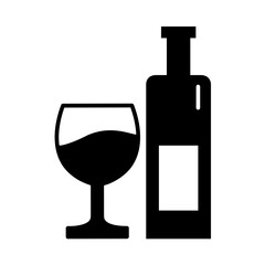 Wine Glass Bottle Icon Vector Illustration Isolated on Transparent Background. Use for Xmas, Decoration, Greeting Card Etc.