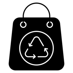 Conceptual solid design icon of bag recycling