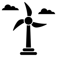 Wind turbine icon, editable vector
