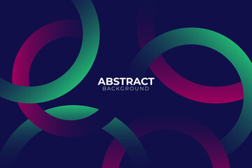 Obraz premium Abstract purple and green circles overlapping on dark blue background