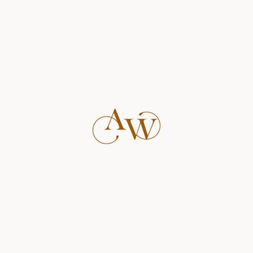 initial logo letter AW luxury design with elegant line concept