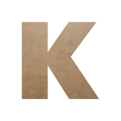 Paper letter K on transparent background