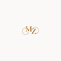 initial logo letter MZ luxury design with elegant line concept - obrazy, fototapety, plakaty