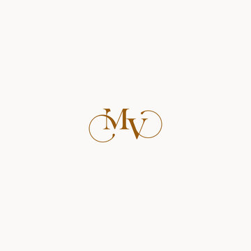 initial logo letter MV luxury design with elegant line concept
