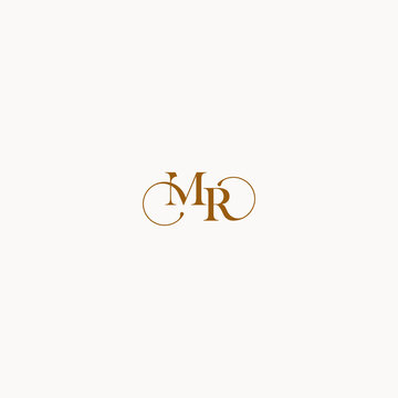initial logo letter MR luxury design with elegant line concept