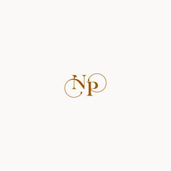 initial logo letter NP luxury design with elegant line concept - obrazy, fototapety, plakaty