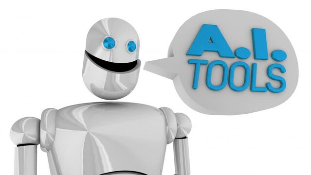 AI Tools Robot Android Speech Bubble Artificial Intelligence Productivity 3d Animation