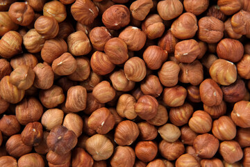Hazelnuts harvest. Filbert video wallpaper. Full frame of hazel. Cobnut background. Peeled brown nut kernels. Healthy organic bio products. Vegetarian, vegan and raw food. Back to nature. Healthy fat