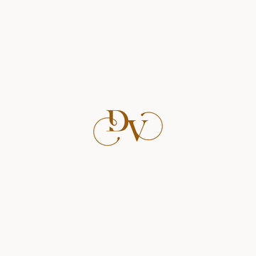luxury design DV letter initial logo with elegant line concept