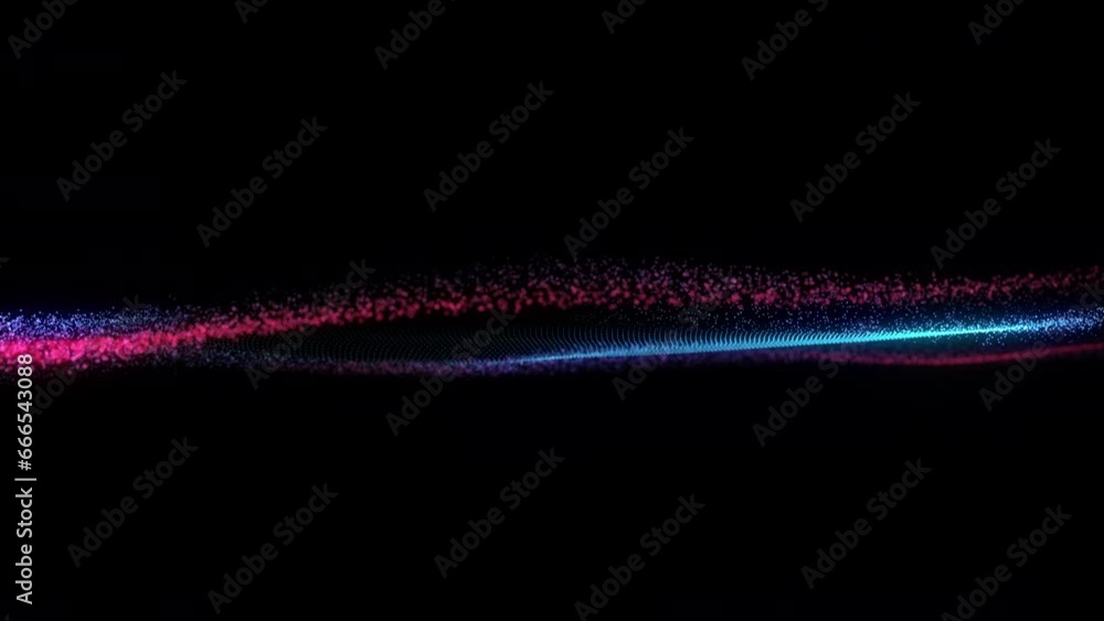 Poster 4k video. neon particles background. 3d render. abstract art animation. futuristic sci-fi intro. sea