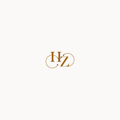 luxury design initial logo with elegant line concept letter HZ - obrazy, fototapety, plakaty