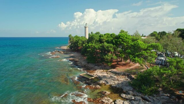 Savudija lighthouse on the Adriatic sea coast