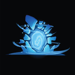 Game portal effect or level up gate with crystals vector illustration isolated.