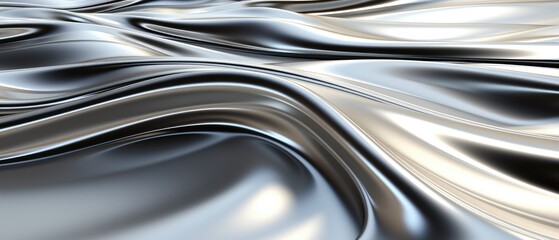 3D backdrop showcases the mesmerizing beauty of liquid silver metal, a molten masterpiece of gleaming, reflective allure.