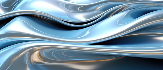 3D background featuring glistening silver liquid metal, as if it were a river of molten silver, reflecting the world in its shimmering surface.