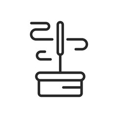 Incense Burner Icon. Vector Linear Illustration of Aromatic Ritual Tool for Meditation and Spiritual Practices. Traditional Holder for Relaxing and Healing Scents. Zen Mindfulness Element.