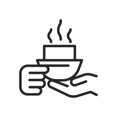 Tea Cup Icon. Line Vector Illustration for Tea Drinking, Perfect for Chinese Tea Ceremony, Cozy Morning Brews, and Comforting Warm Beverages.