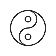 Yin Yang Icon. Editable Line Vector Symbol of Ancient Chinese Dualism for Balance, Harmony, and Spiritual Meditation. Isolated Linear Sign.