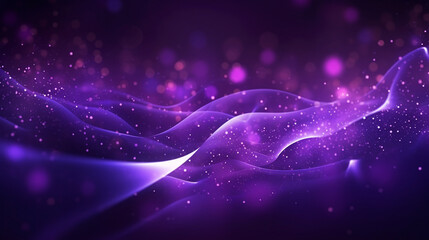 Fototapeta premium Digital purple particles wave and light abstract background with shining dots stars.