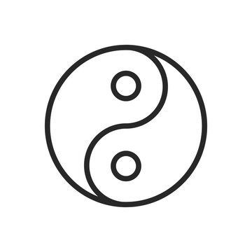 recommend clip art: Yin Yang Icon. Editable Line Vector Symbol of Ancient Chinese Dualism for Balance, Harmony, and Spiritual Meditation. Isolated Linear Sign.