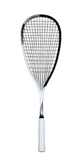 Cutout of an isolated white squash racket with the transparent png 
