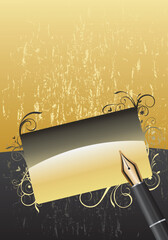 christmas background with golden ribbon