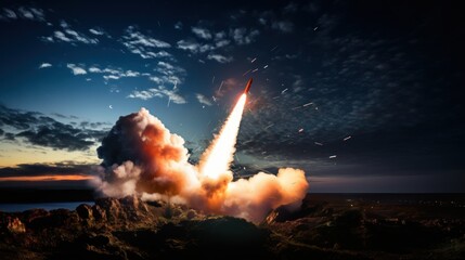 Terrifying ballistic missile streaking across the sky.