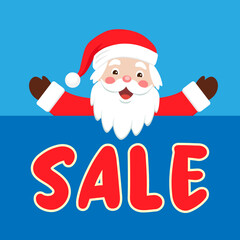 Cute Santa Claus. Color vector illustration in cartoon flat style. Christmas and New Year promotion design.