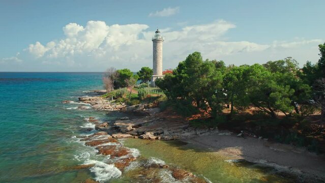 Savudija lighthouse on the Adriatic sea coast