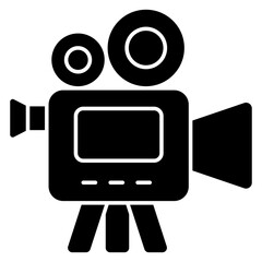 A solid design icon of video camera 