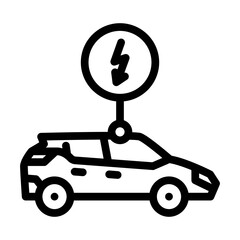 electric vehicle line icon vector. electric vehicle sign. isolated contour symbol black illustration