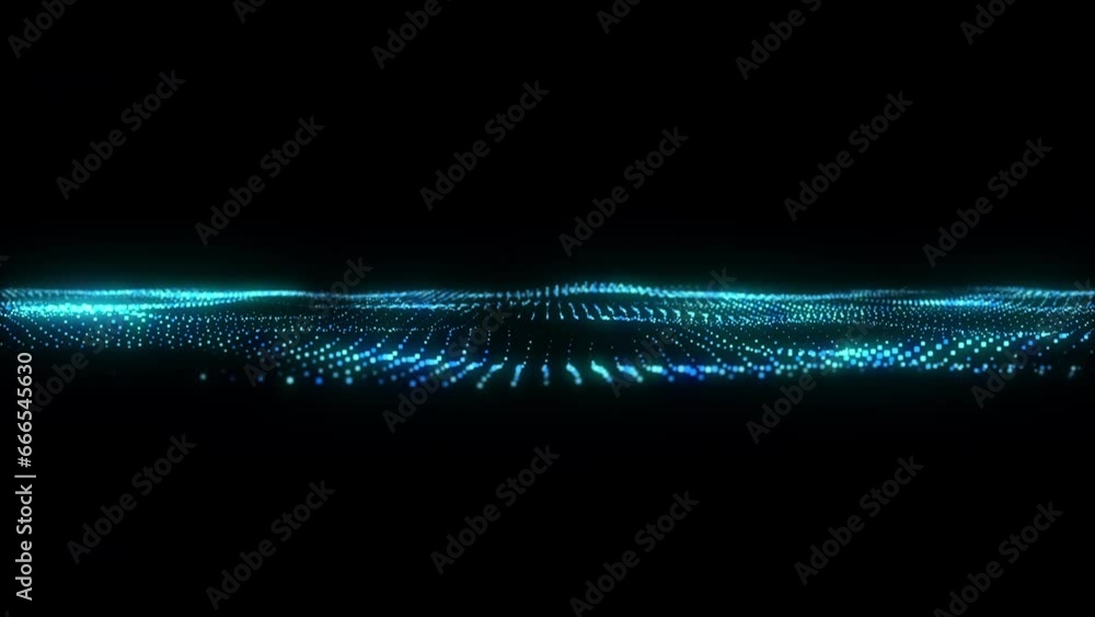 Aufkleber 4k video. neon particles background. 3d render. abstract art animation. futuristic sci-fi intro. sea