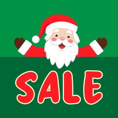 Cute Santa Claus. Color vector illustration in cartoon flat style. Christmas and New Year promotion design.