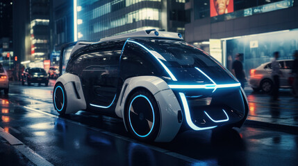 An electric unmanned transportation vehicle - obrazy, fototapety, plakaty