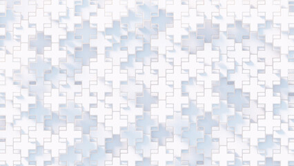 White geometric shapes background 3D render
